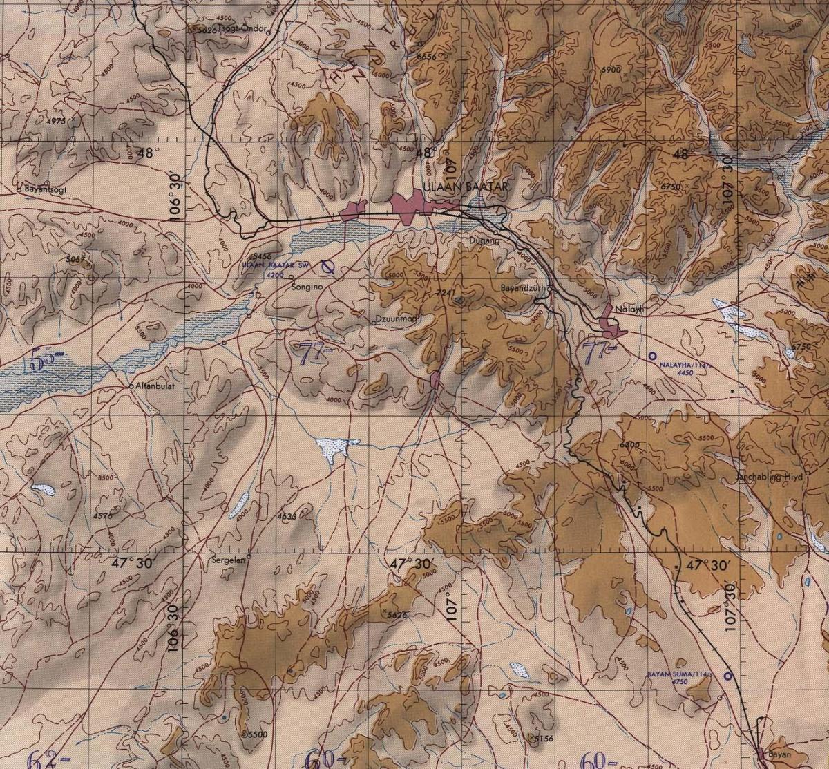 지도의 지형 몽골